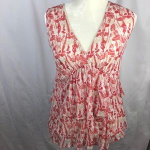 $ New York & Co M Tiered Tunic v-neck peach